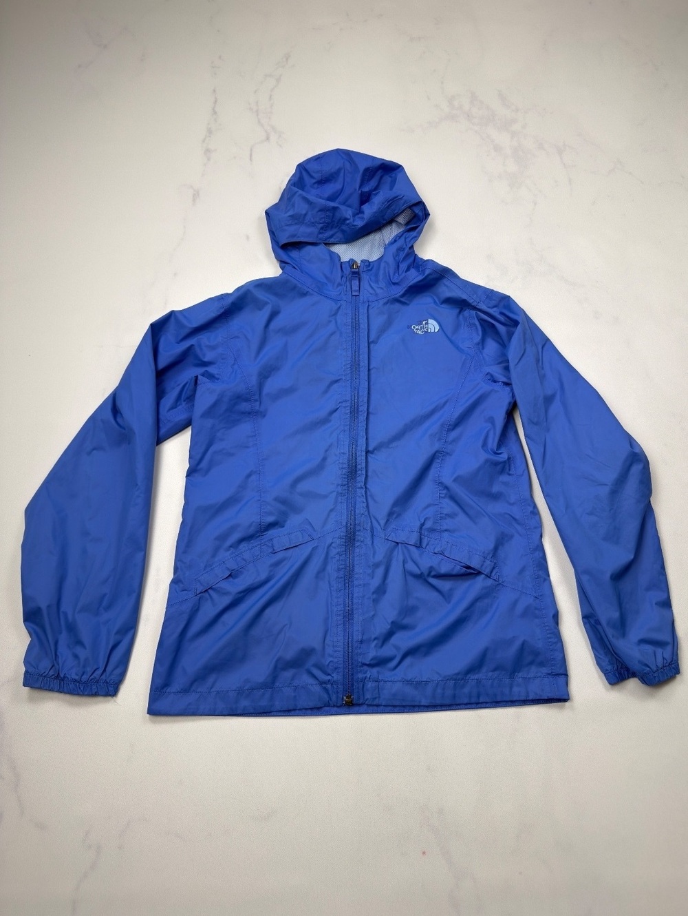 The North Face Hooded Windbreaker Jacket Blue - Girls XL